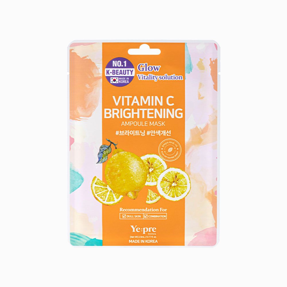 Ye:pre Vitamin C Brightening Ampoule Mask 10 Sheets Vegan Low pH Sensitive Skin Care _ Made in KOREA